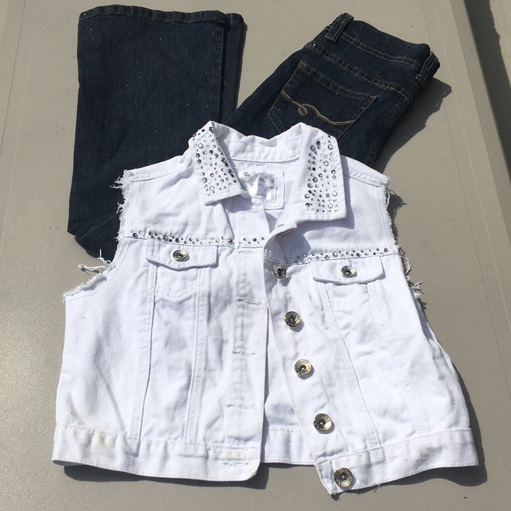 Denim set rhinestone denim jacket w/Jeans 14